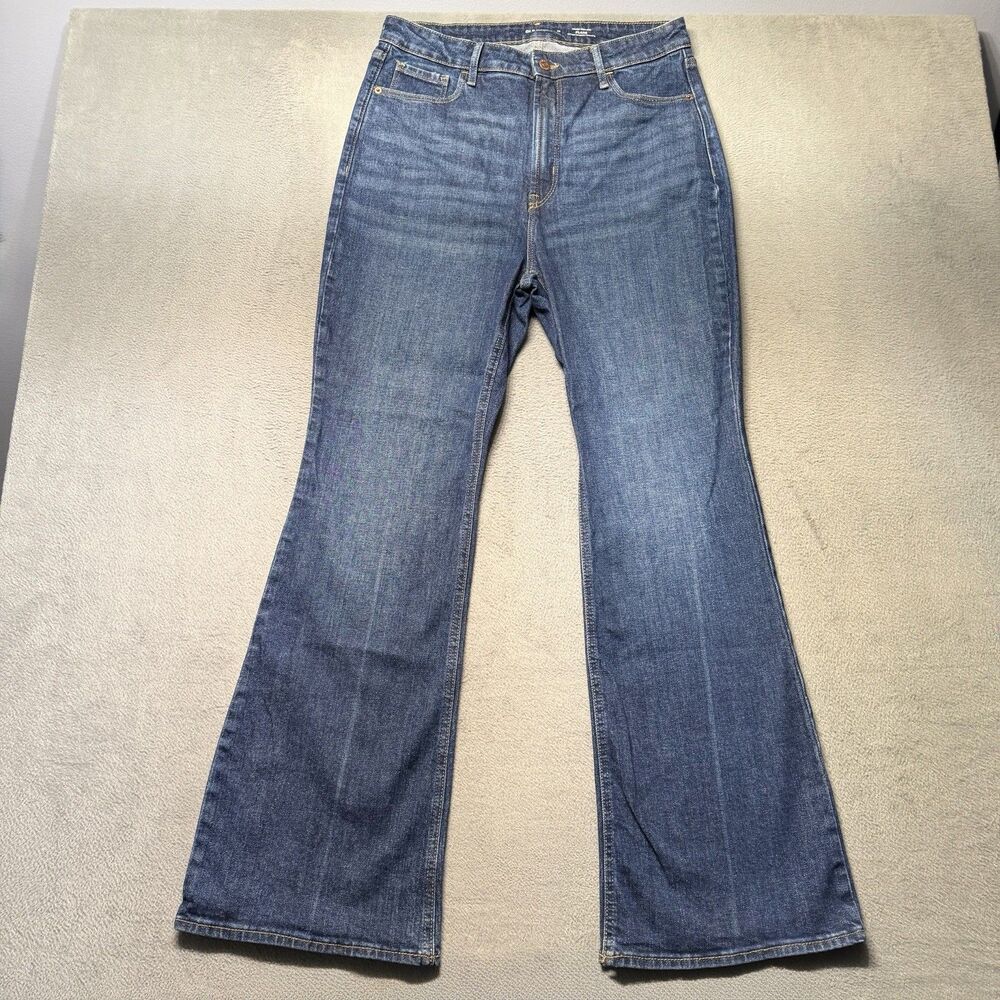 Old Navy Womens 12 Higher High Rise Flare Jeans Dark Wash Blue Stretch Denim